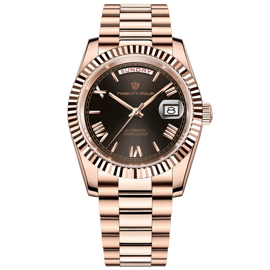 Twenty Four TF-2475 Day Date | Rose Chain | Smokey Dial