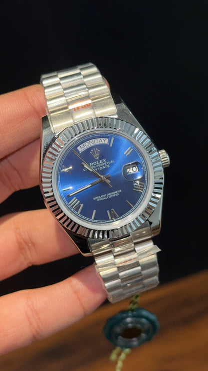 DayDate | Silver Chain | Blue Dial