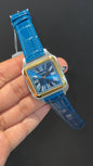 Cartier Santos | Gold Two Tone Case | Blue Dumont Strap | Blue Dial