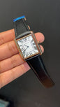 Cartier tank | Rose Case | Black Slim Strap | White Dial
