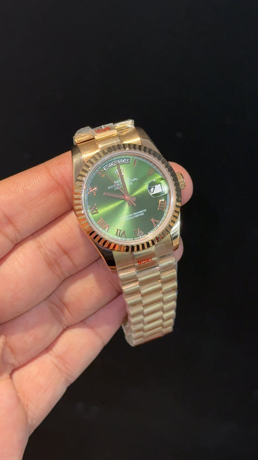 Daydate | 36mm | Rose Chain | Olive Green Dial - twentyfour