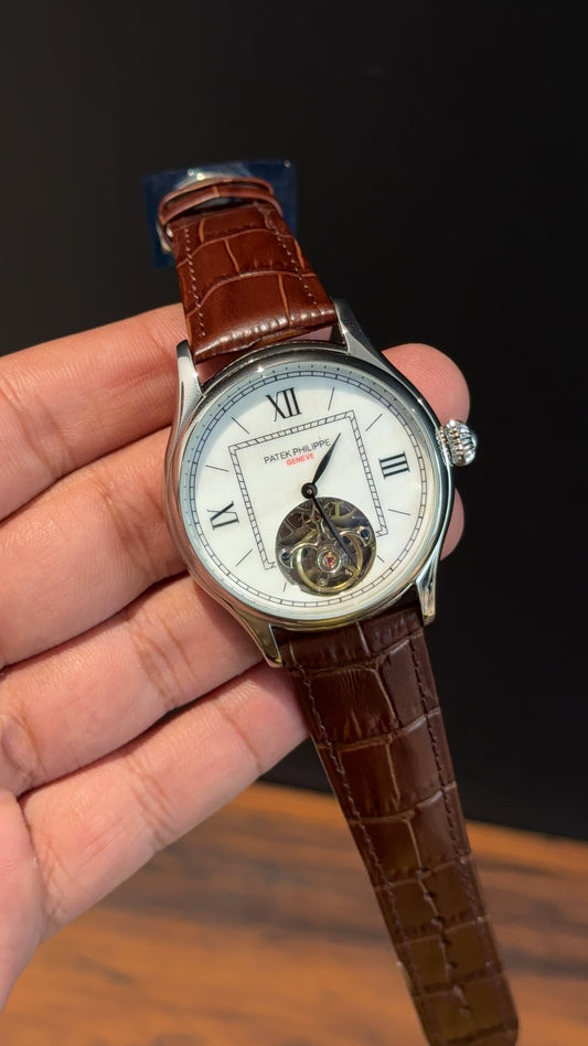 Pp Auto | Pendulum  | Brown leather strap | White Dial