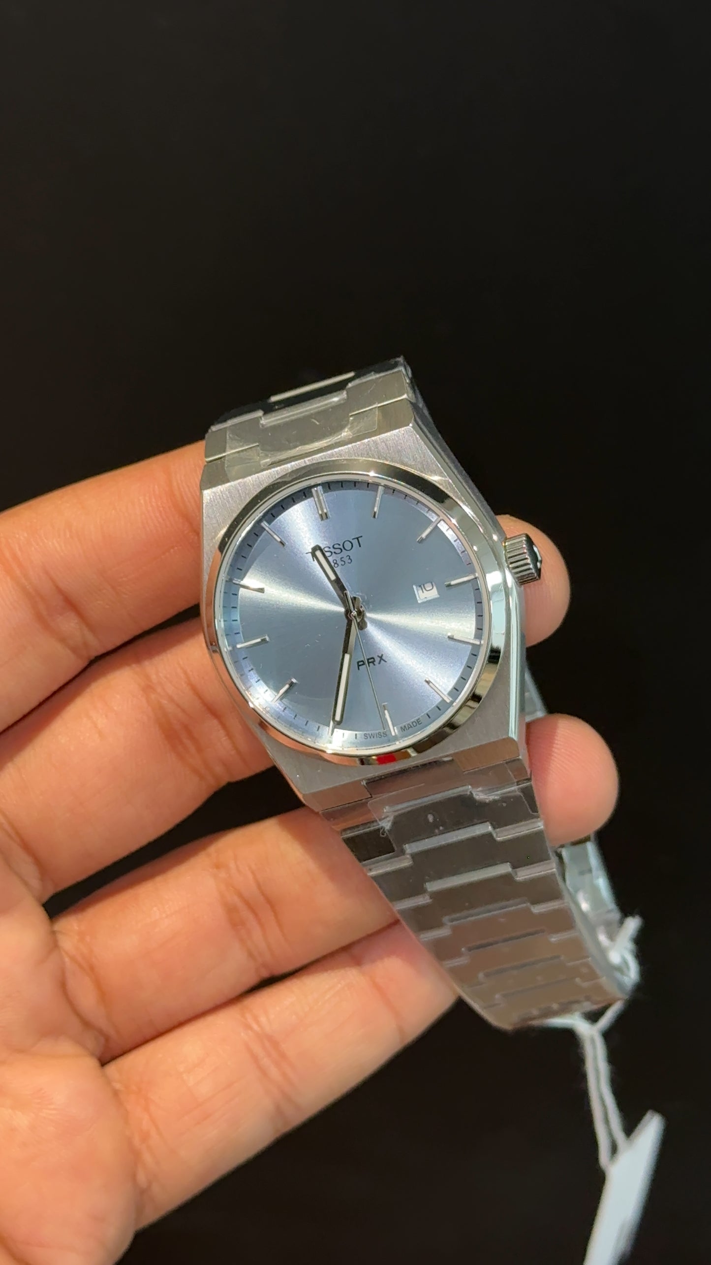 Tissot Prx | Quartz | Silver Chain | Sky Blue Plain Dial