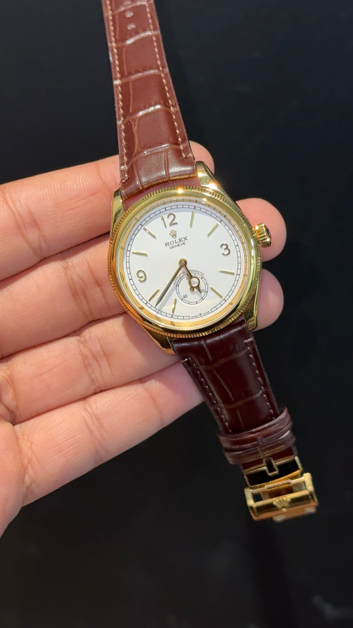 Classic 1908 Edition | Gold Case | Brown Strap | White Dial
