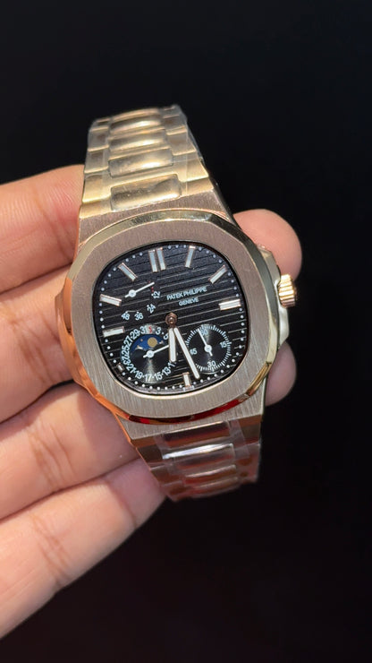Pp Auto | Moonphase | Rose Chain | Sub Black Dials