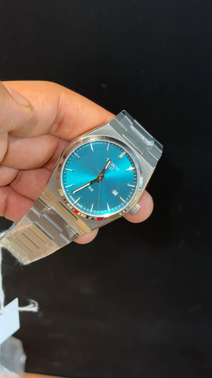 Tissot Prx | Quartz | Silver Chain | Torquoise Plain Dial - twentyfour