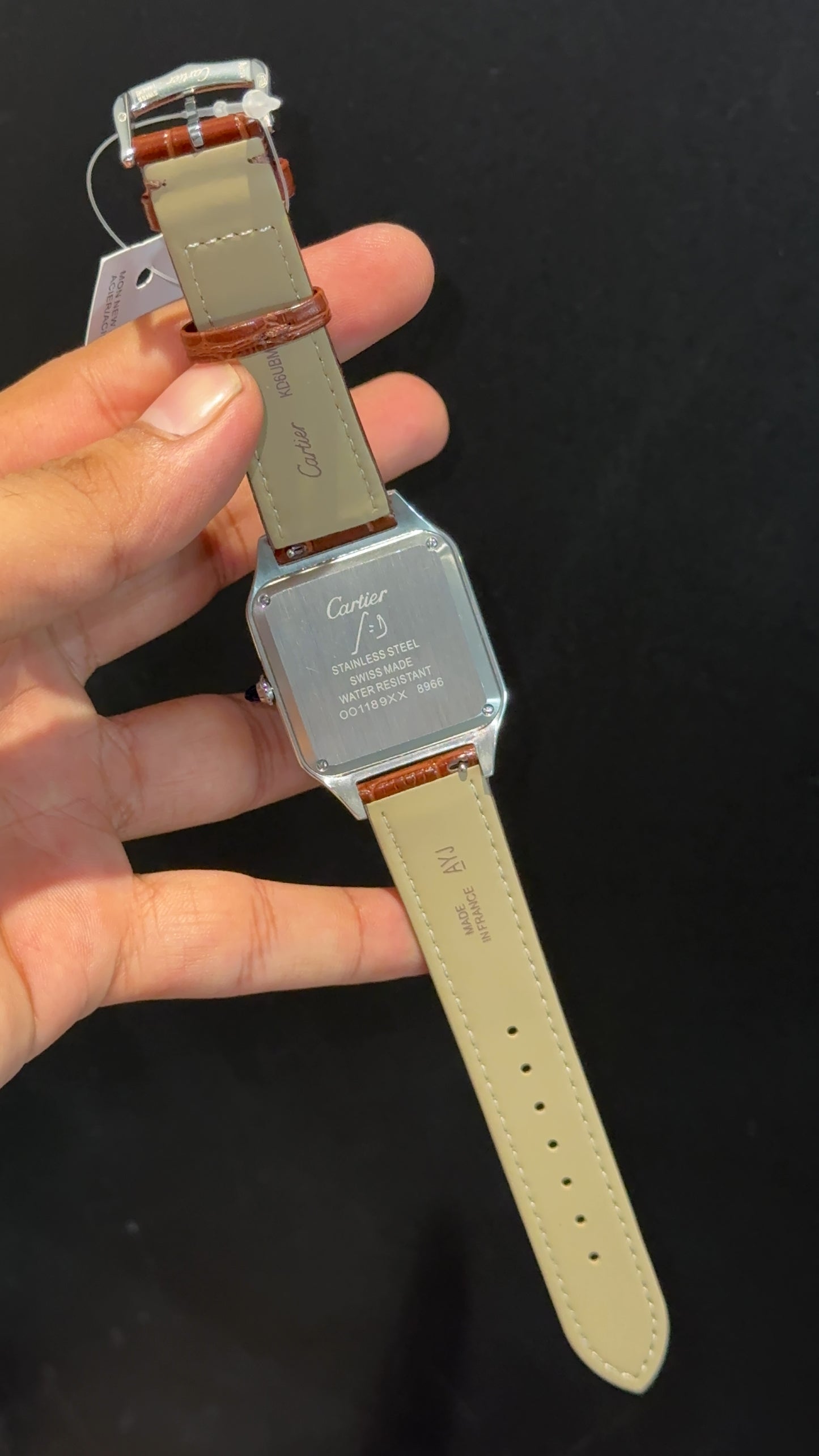Cartier Santos | Gold Two Tone Case | Brown Dumont Strap | White Dial