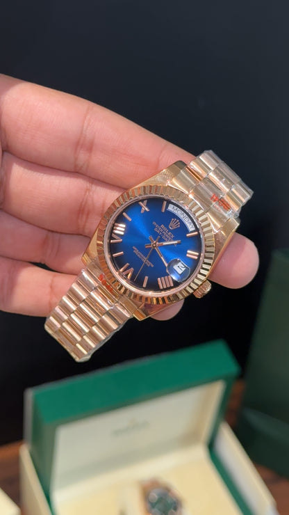 DayDate | 36mm | Rose Chain | Gradient Blue Index Dial