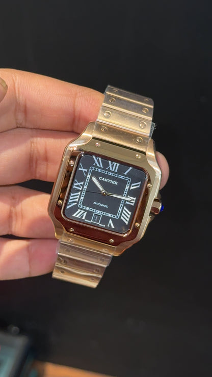 Santos | Rose Chain | Black Dial
