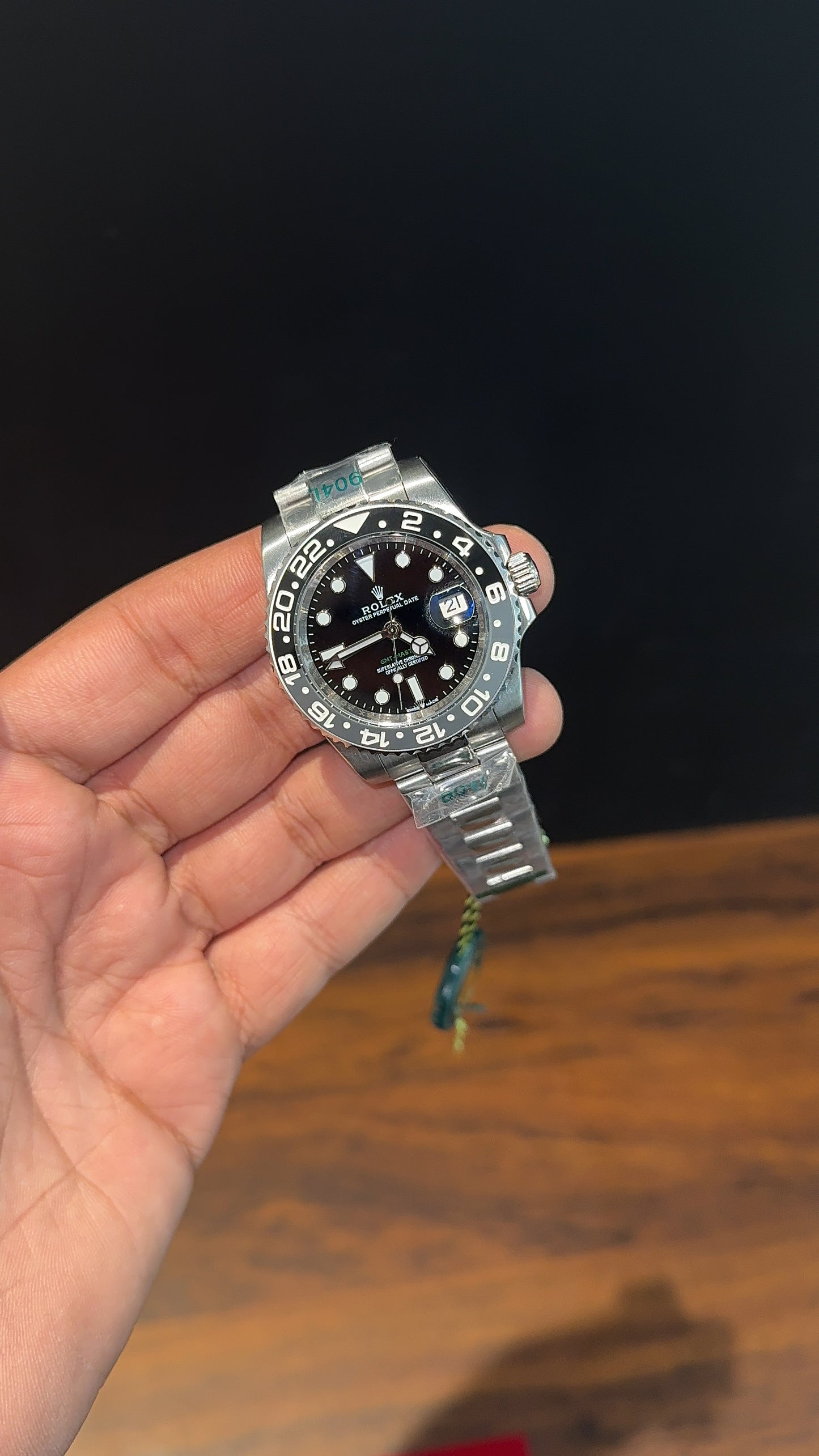 GMT Bruce Wayne | Silver Oyester Chain | Black Dial