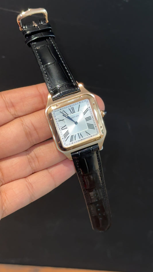 Cartier Dumont Lacquer | Rose Case | Black Leather Strap | White Dial - twentyfour