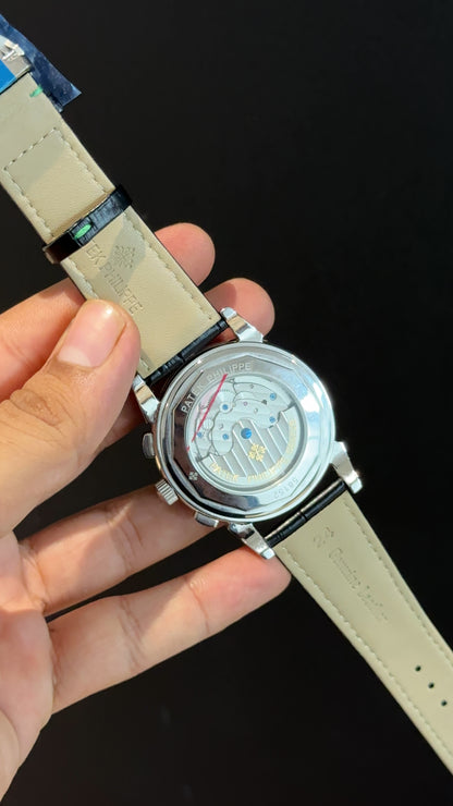 Patek Century | Auto | Silver | Diamond Bezel | DayDate | Black Leather Strap | Black Dial