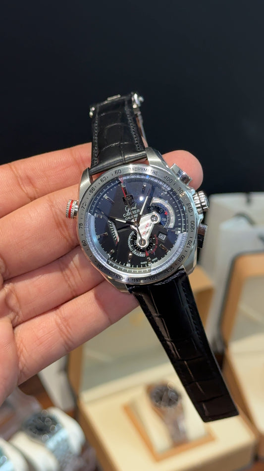 Tag Carrera | Calibre 36 | Black Leather Strap | Chrono | White Dial