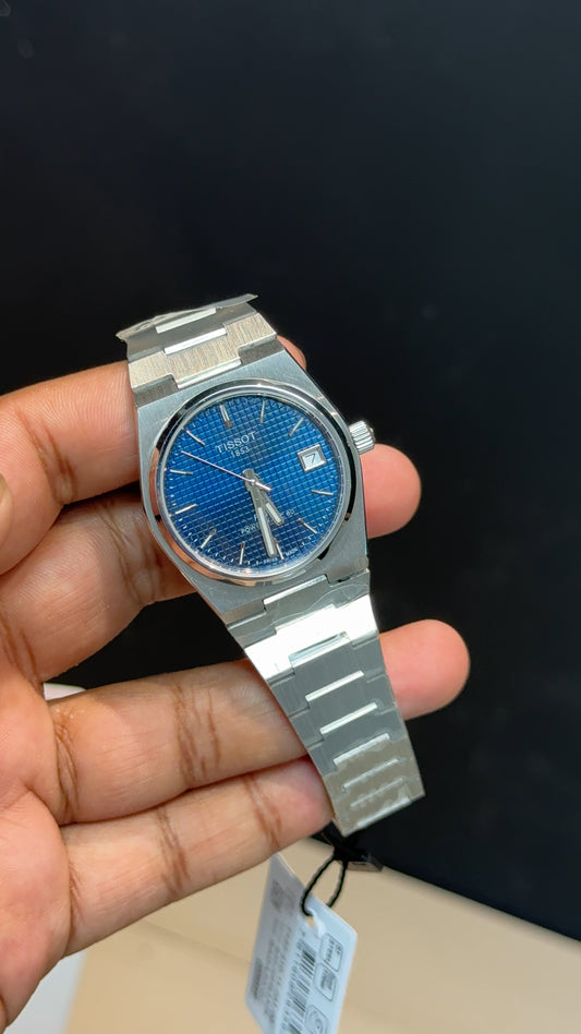 Tissot Prx | Quartz | Silver Chain | 35mm | Blue Texture Dial - twentyfour