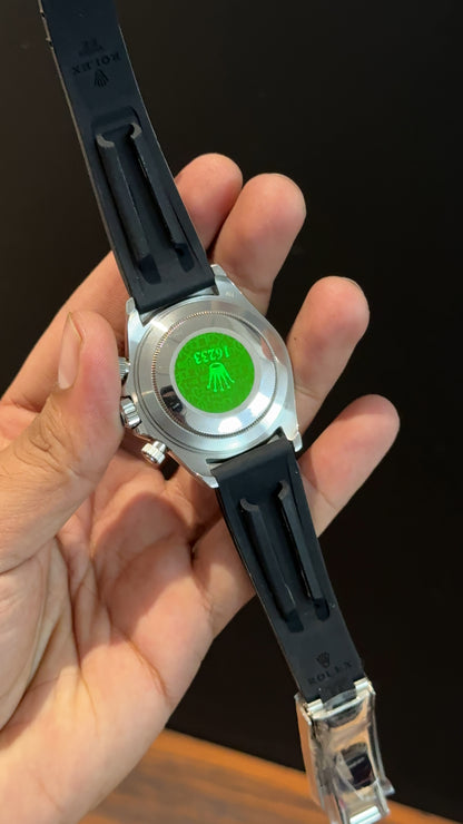 Daytona | Silver | Pvc Strap | Chr | Silver Diamond Black Dial