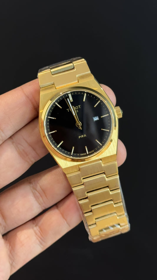 Tissot Prx | Gold Chain | Black Plain Dial