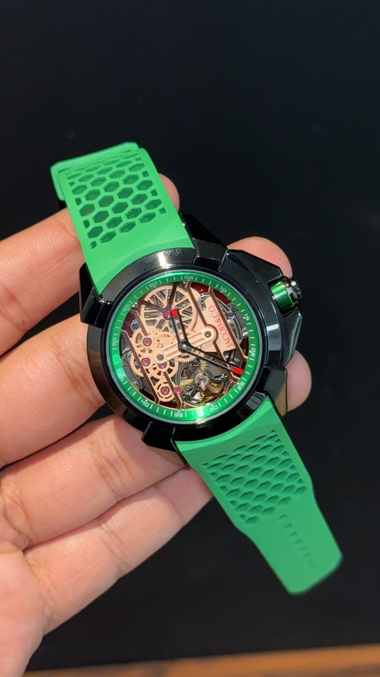 Jacob And Co | Black Case | CR7 Edition | Green Strap | Pendulum | Green Machine Dial
