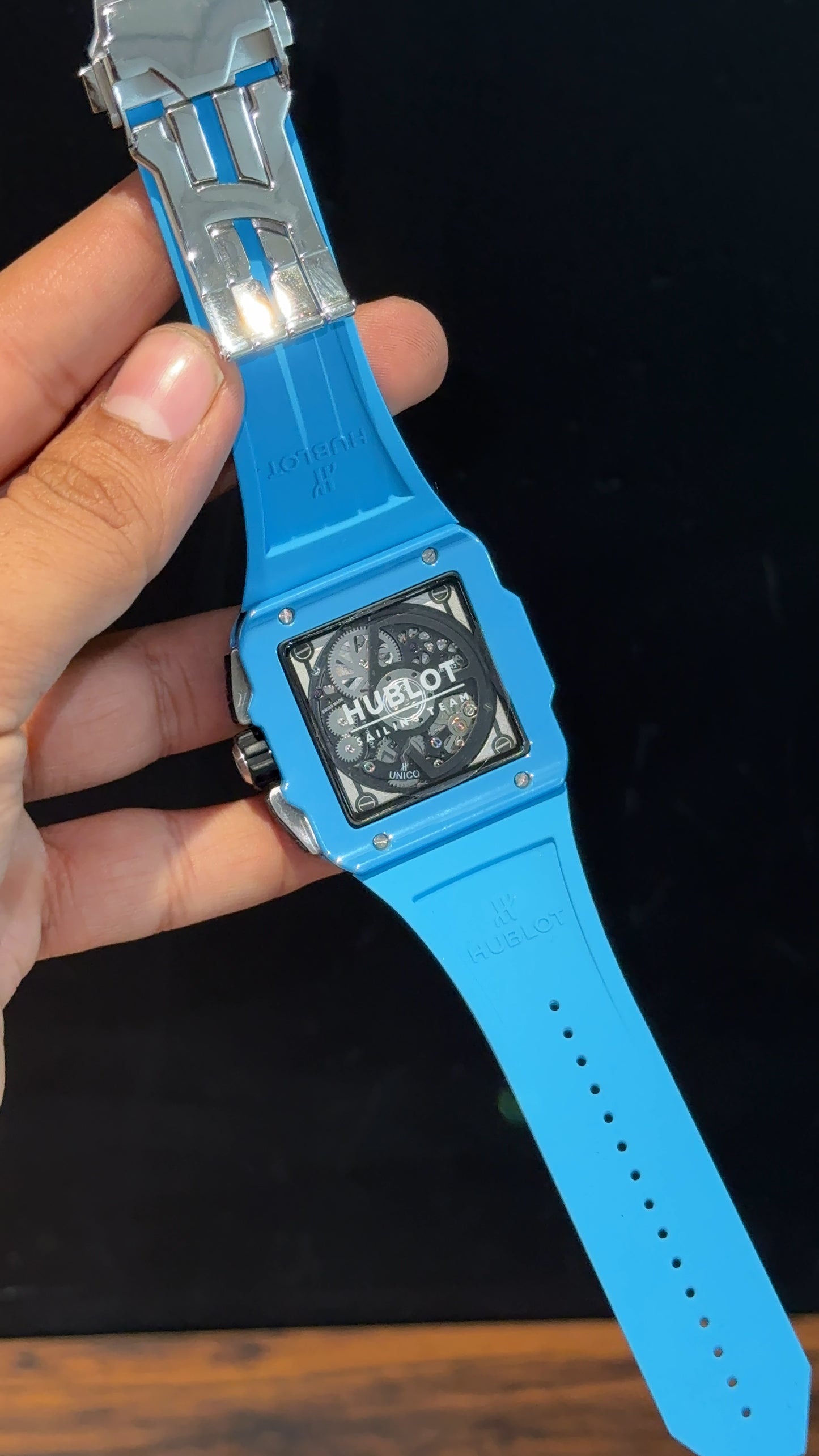 Premium Hublot Square | Big Bang Unico Edition | Blue Ceramic Strap | Blue Dial
