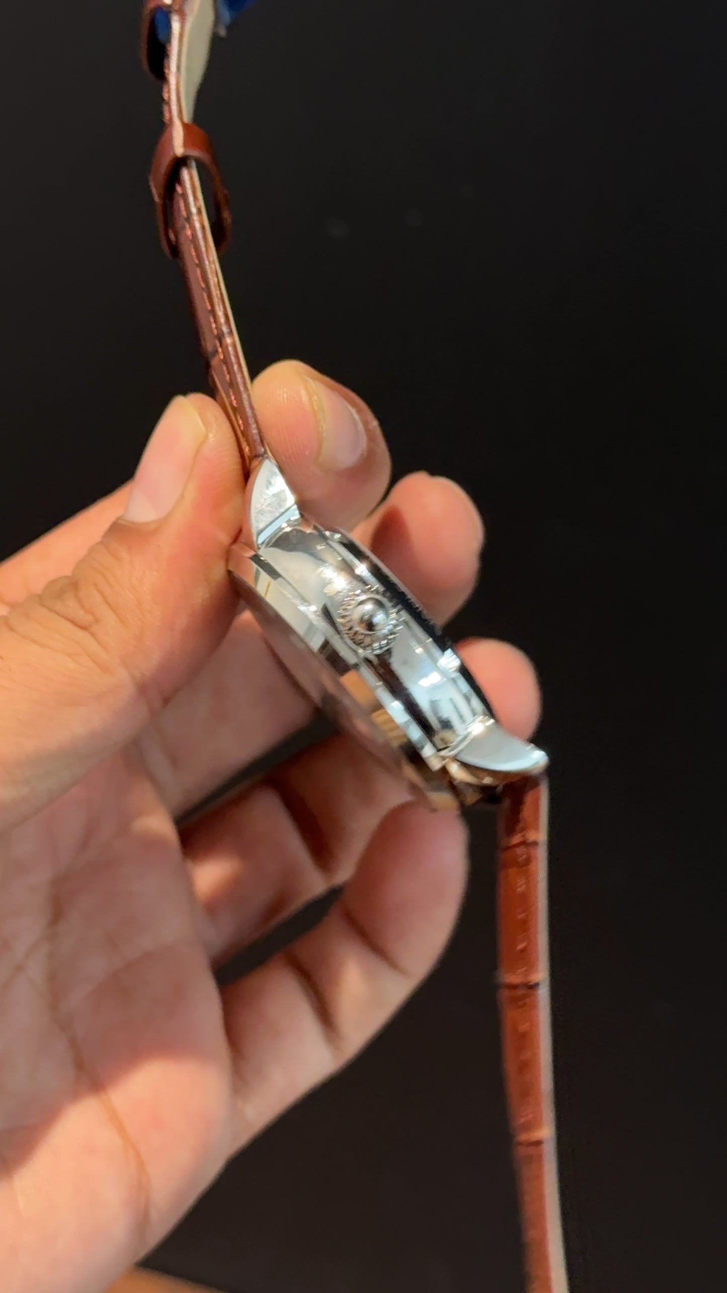 PP Auto | Silver | Pendulum | Moonphase | Brown Leather Strap | White Textured Dial