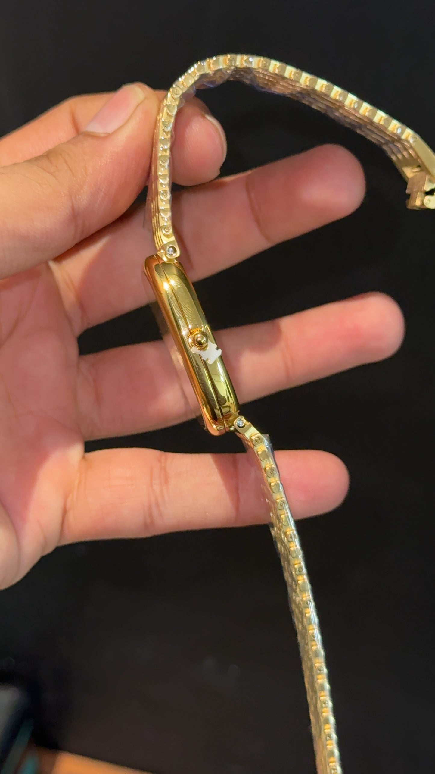 Pp Ellipse | Gold Mesh Chain | White Ebony Dial