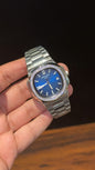 Pp Auto | Silver Chain | Silver Diamond Bezel | Blue Dial