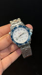 Omega Seamaster | Silver Chain | Blue Bezel | White Textured Dial
