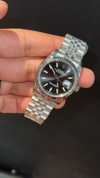Premium Datejust | 36mm | Silver Chain | Black Dial