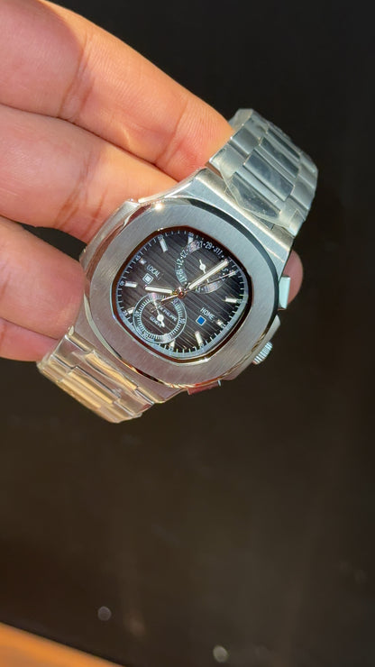 PP Auto | Silver Chain | Dual Time Edition | Greyish Dial