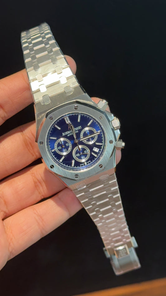 AP | Chrono | Silver Chain | Blue Plain Dial
