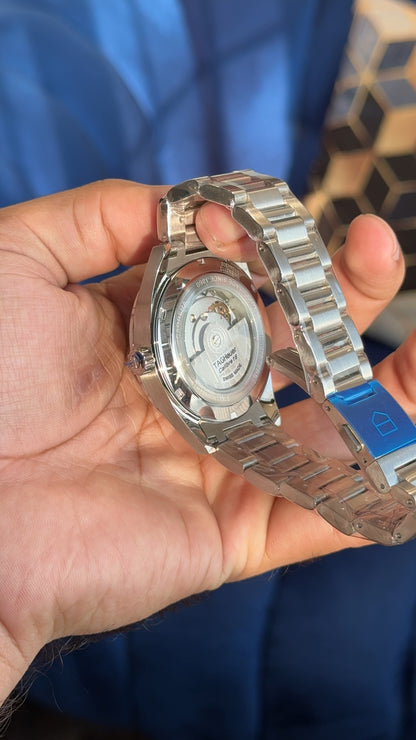Tag Carrera Auto | Silver Chain | Blue Dial
