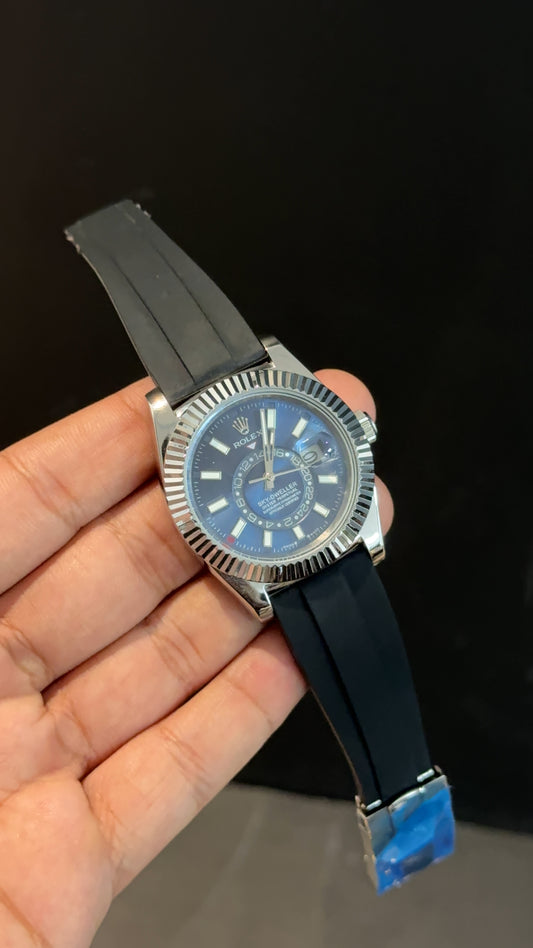 Sky Dweller | Silver | Pvc Strap | Blue Dial