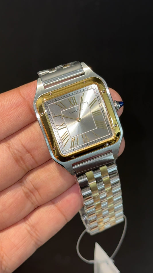 Santos De Cartier | Slim Edition | Gold Two Tone | Grey Dial
