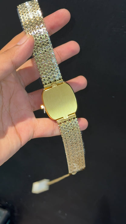 Pp Ellipse | Gold Mesh Chain | Black Ebony Dial
