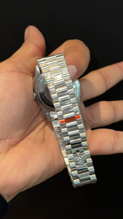 Daydate | 36mm | Silver Chain | Diamond Case | Black Index Dial - twentyfour