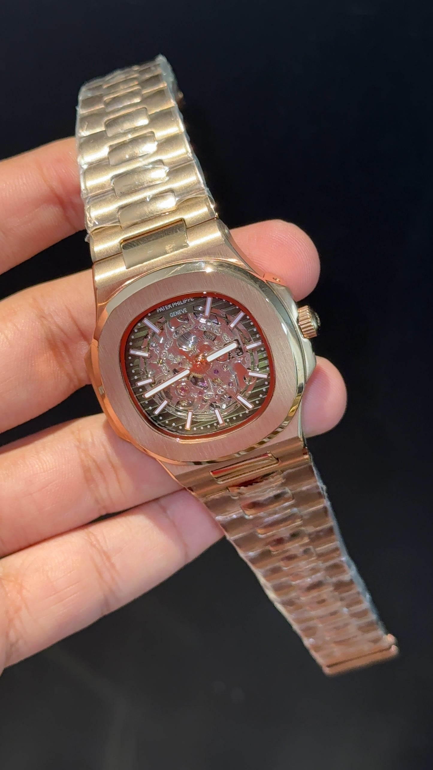 PP Auto | Skeleton Machine | Rose Chain | Golden Dial