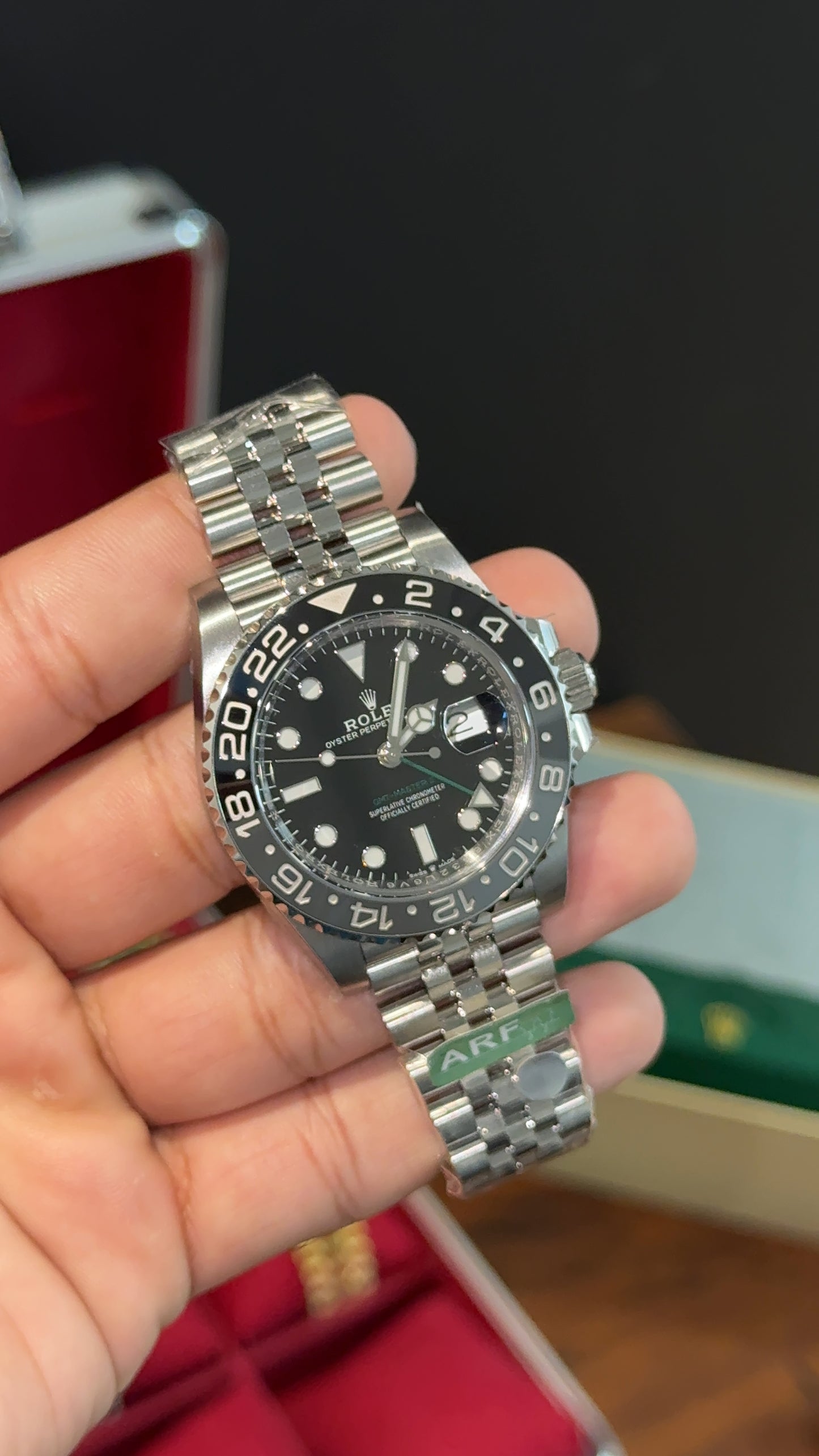 Premium GMT | Bruce Wayne | Silver Chain | Black Dial