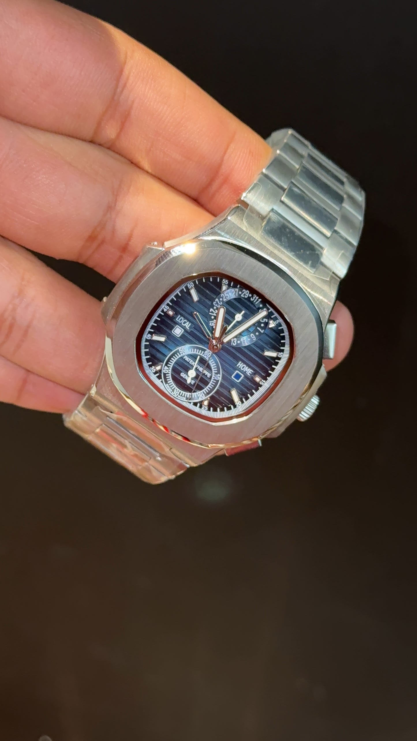 PP Auto | Silver Chain | Dual Time Edition | Blueish Dial