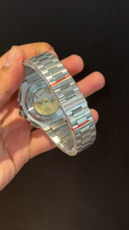 PP Auto | Silver Chain | Dual Time Edition | White Dial