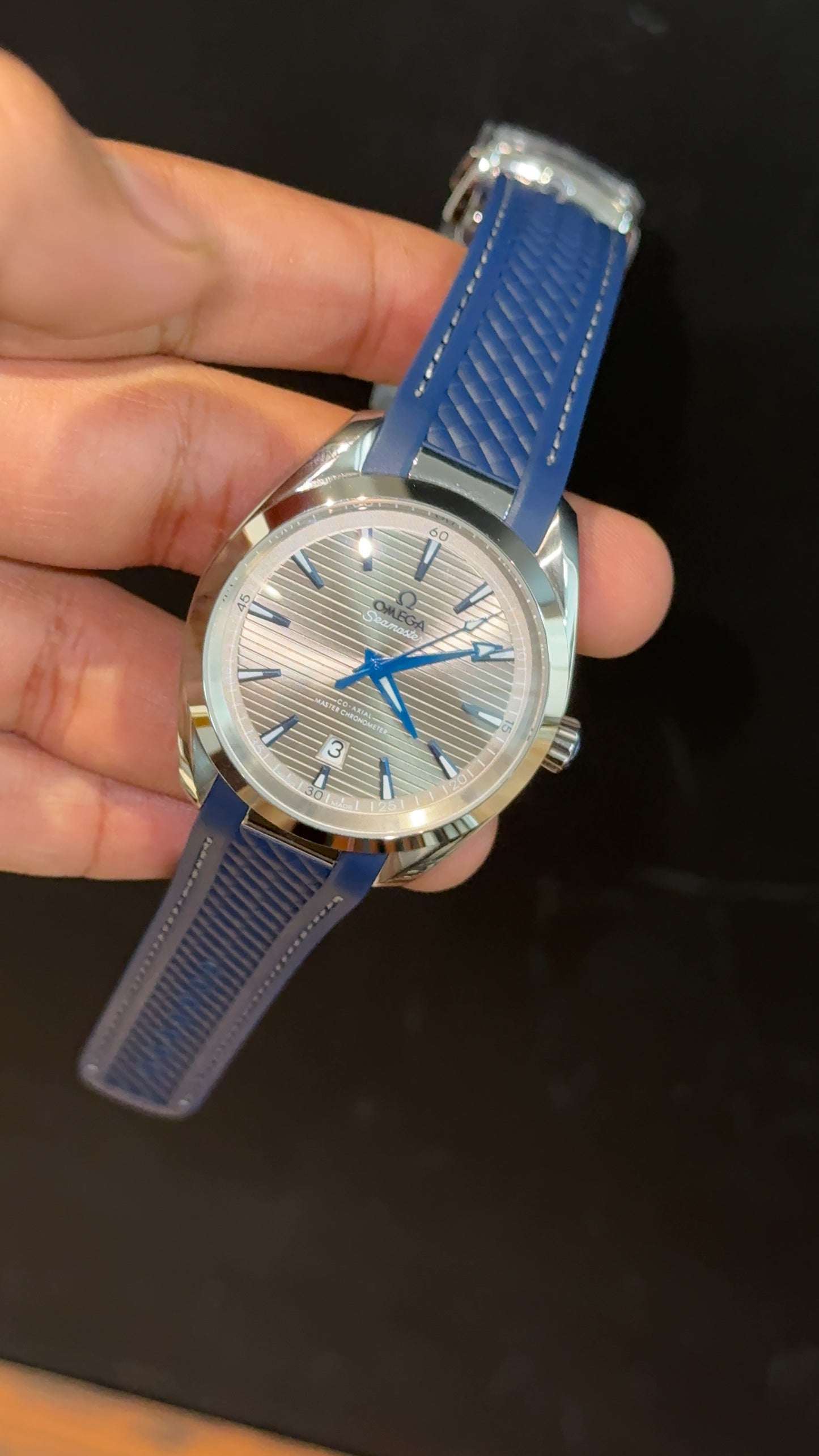 Omega Seamaster | Navy Blue Strap | Grey Texture Dial - twentyfour