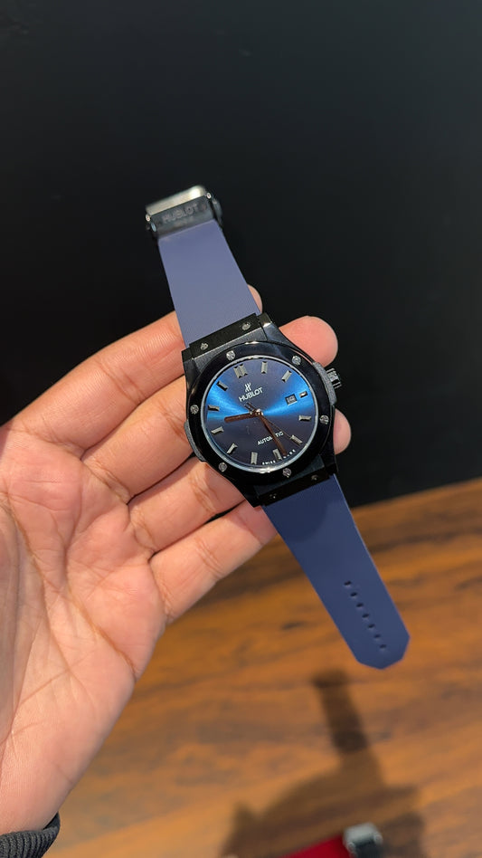 Hublot Auto | Black Case | Blue Strap | Shaddy Blueish Dial - twentyfour