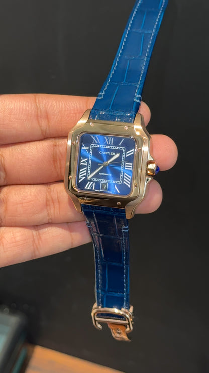 Cartier Santos | Rose Case | Blue Strap | Blue Dial - twentyfour
