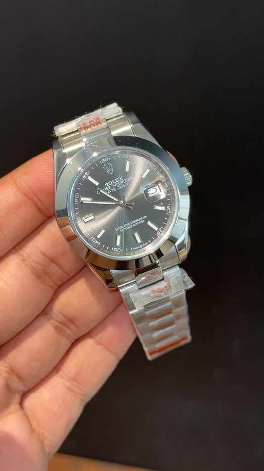 Datejust | Silver Oyester Chain | Plain Bezel | Grey Dial - twentyfour