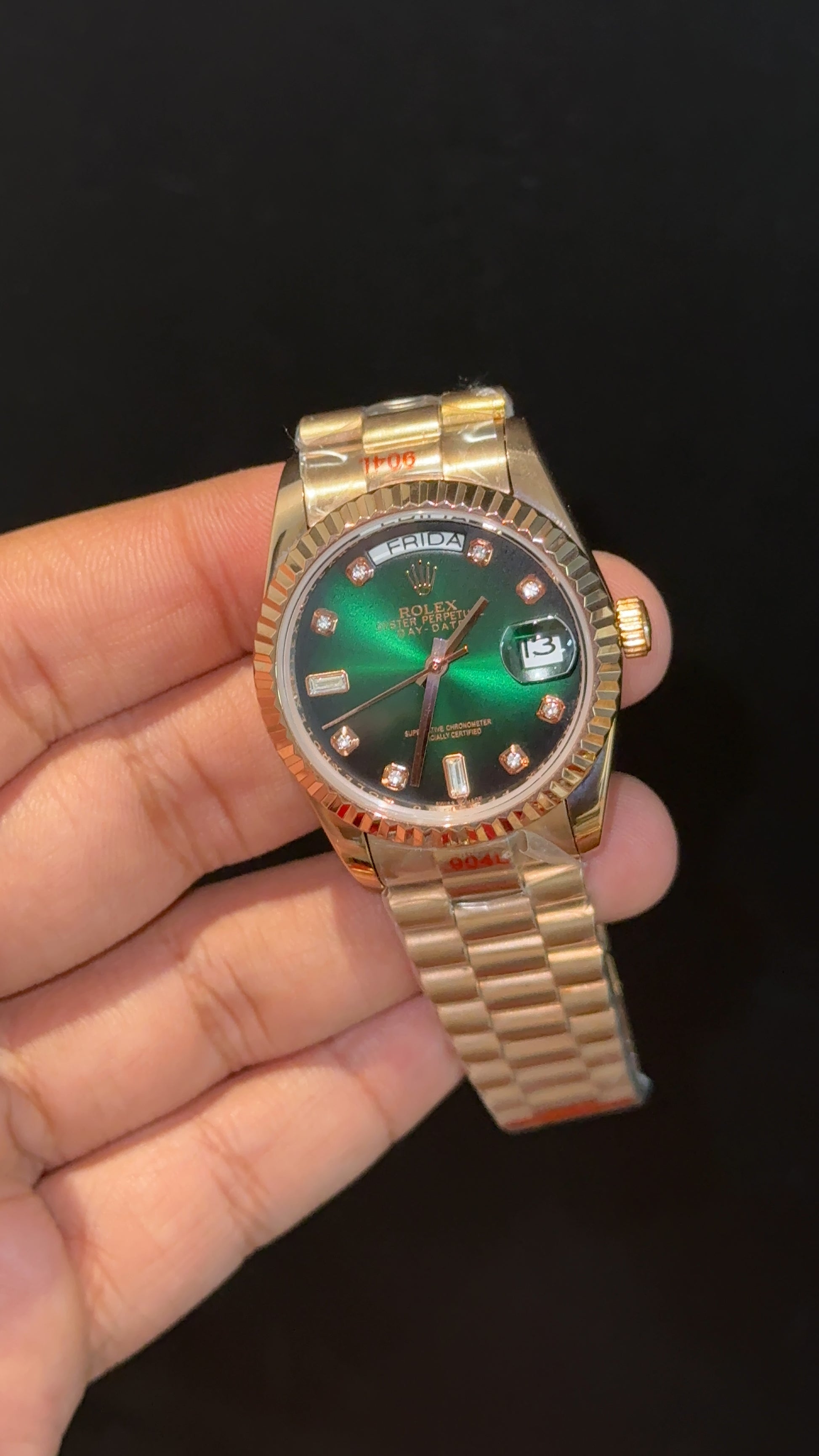 Daydate | 36mm | Rose Chain | Diamond Digit | Gradient Green Dial - twentyfour