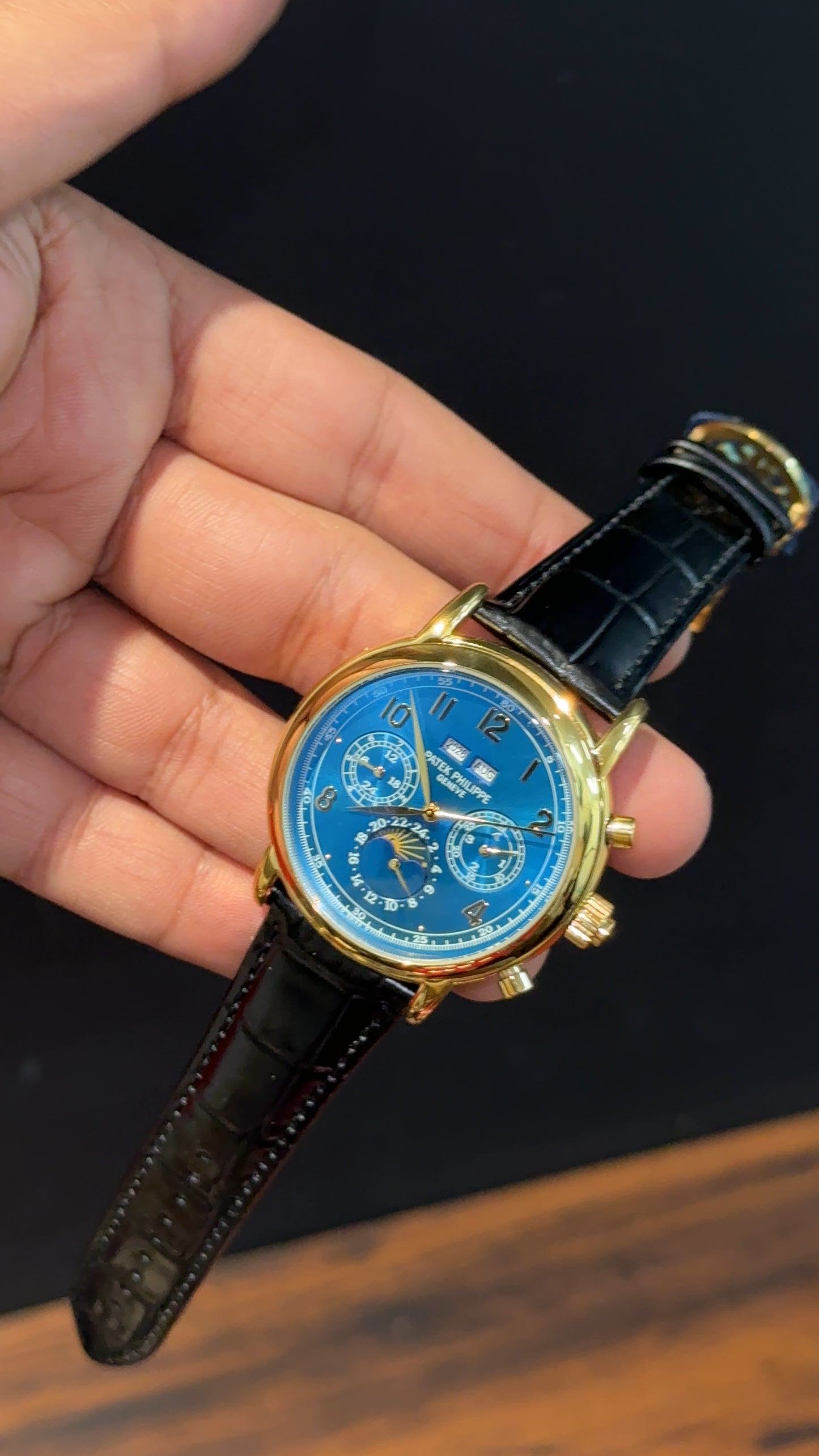 Patek Century | Auto | Gold Case | Blue Dial | Black Leather Strap