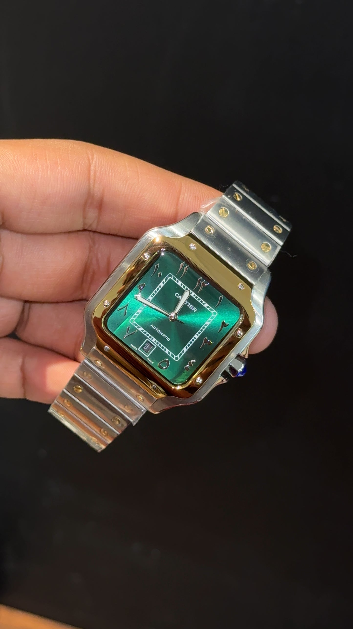 Santos | Gold Two Tone | Green Dial - twentyfour