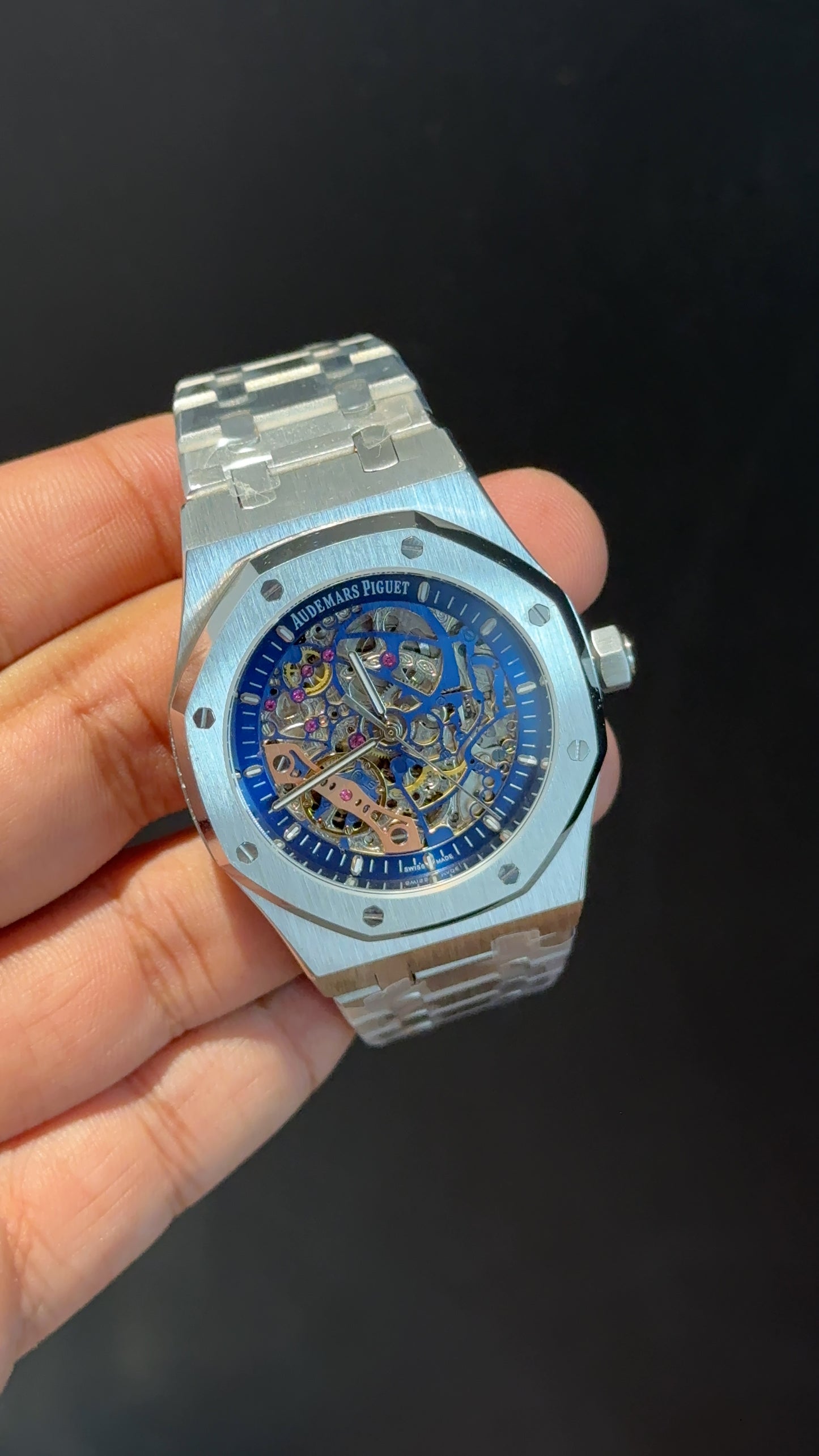 AP Skeleton | Silver Chain | Blue Dial