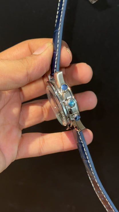 Omega Speedmaster | Rose Blue Bezel | Blue Strap | Chrono Moonphase | Blue Dial
