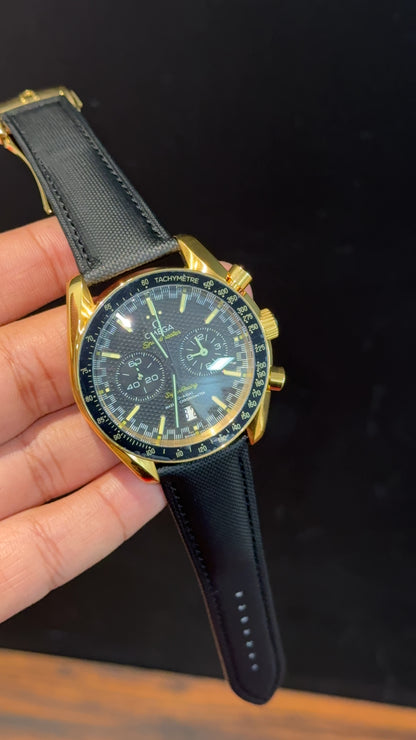 Omega Speedmaster | Gold Case | Chrono | Black Strap | Neon Digits | Black Dial - twentyfour