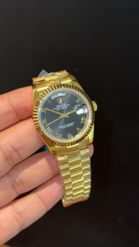Daydate | 36mm | Gold Chain | Blackish Index Dial - twentyfour