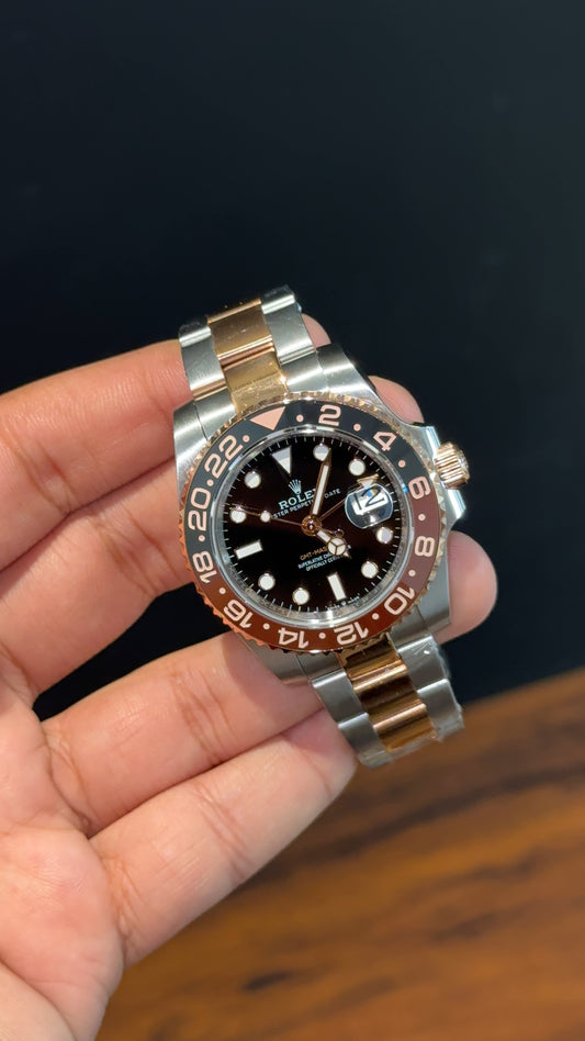 Premium GMT | Rootbear | Rose Two Tone | Black Dial